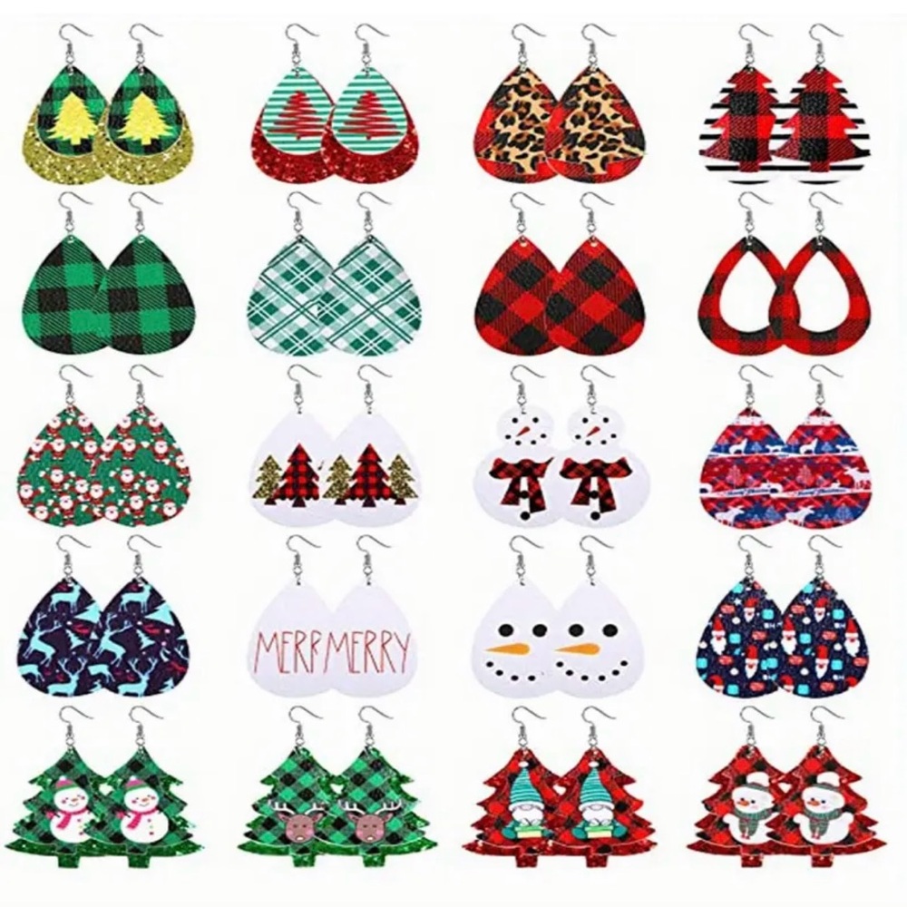 ⭐️ 5 for $25 Wood Christmas Santa Earrings Holiday Dangle Boutique - Picture 4 of 6